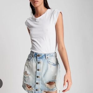 NWT One Teaspoon Viper High Waist Button Through Mini Denim Skirt